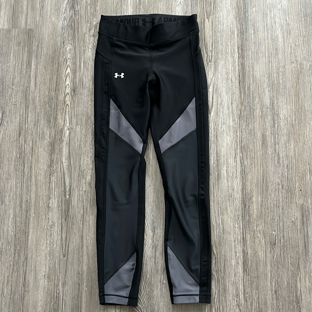 UNDER ARMOUR CROPPED LEGGINGS XS BLACK/GREY
